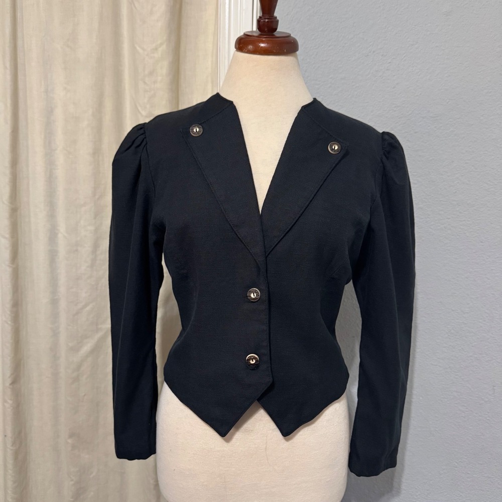 Vintage Original Alpen Trachten Cropped Jacket Blazer Puff Sleeve Tailored Sz 40